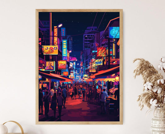 Affiche Pattaya – Poster Art de la Rue, Lumières Néon, Énergie Nocturne