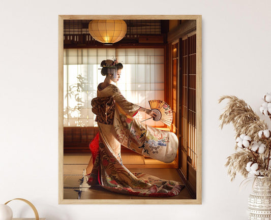 Affiche Geisha Japonaise – Poster Art Aquarelle de Mode Traditionnelle