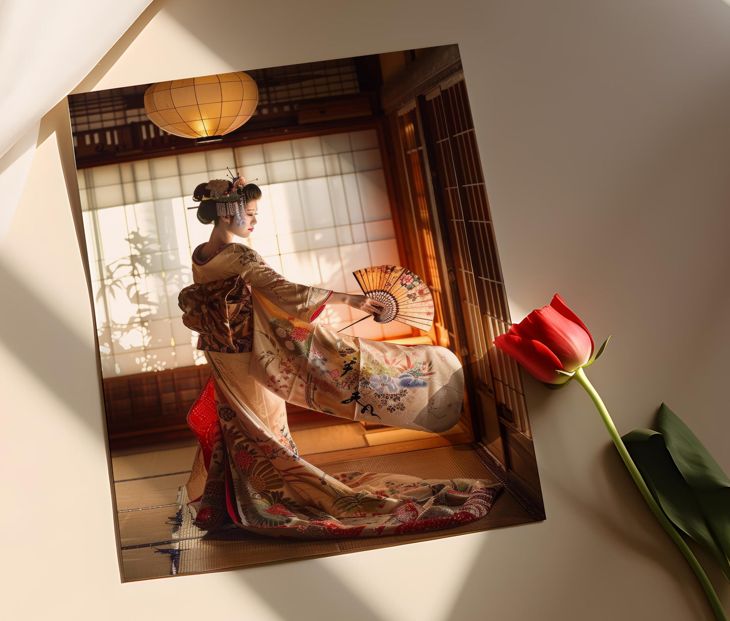 Affiche Geisha Japonaise – Poster Art Aquarelle de Mode Traditionnelle