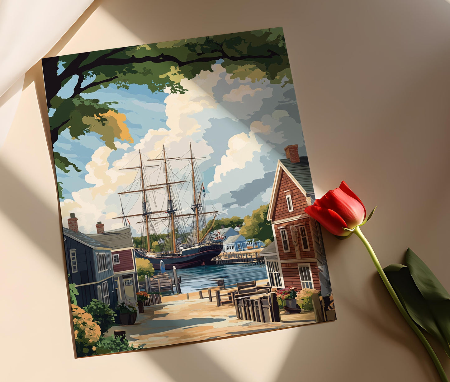 Affiche Mystique de Seaport – Poster du Port Historique du Connecticut