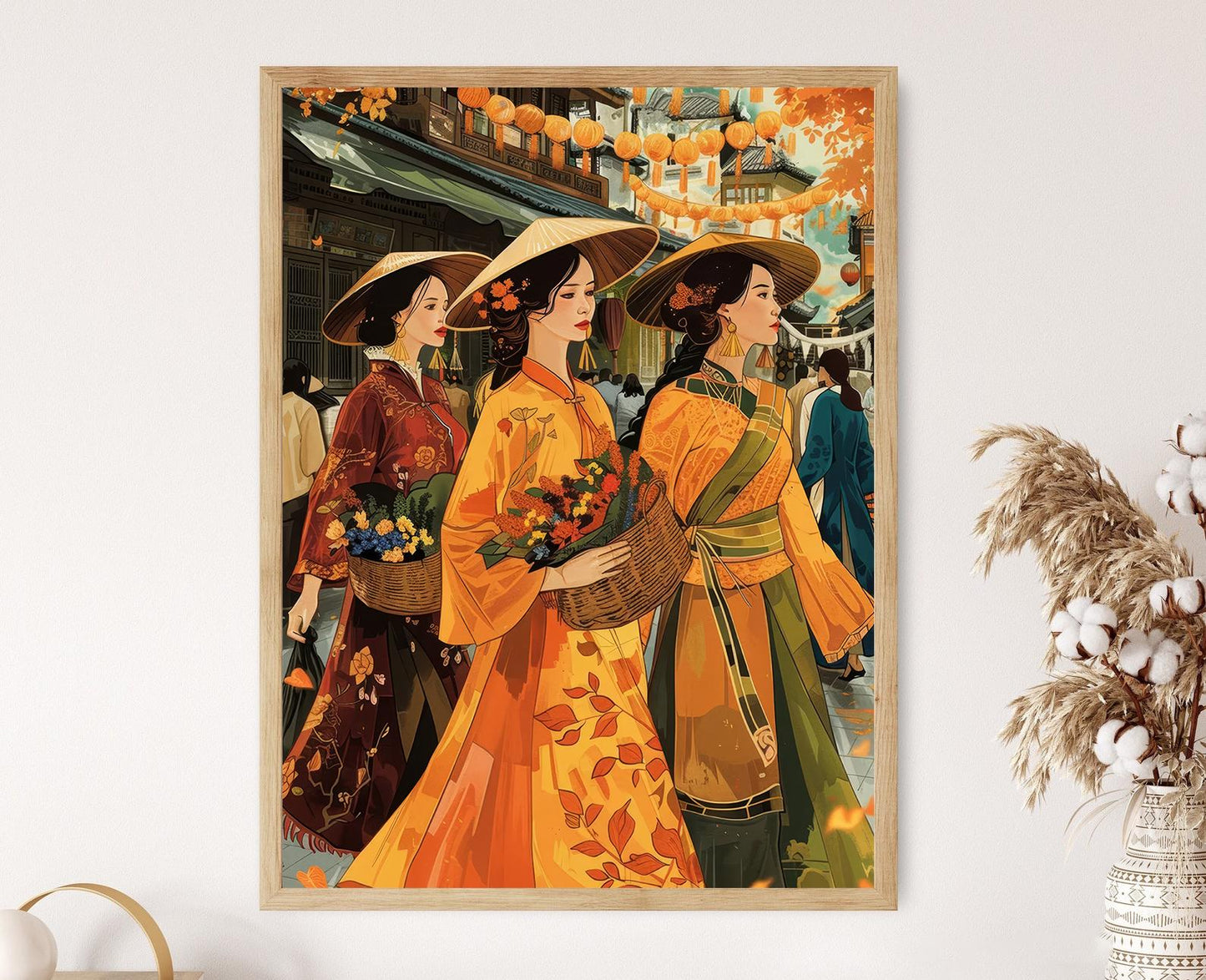 Affiche Femmes Vietnamiennes en Ao Dai – Poster Décor Mur Living Room