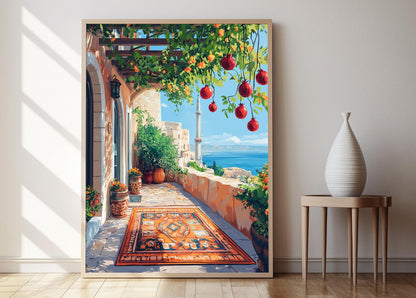 Affiche Saida – Illustration du Patio avec Vue sur la Grande Mosquée