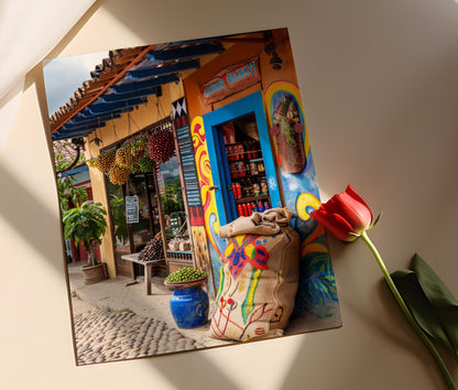 Affiche Café Colombien Coloré – Scène Ambiance de Café Charmante