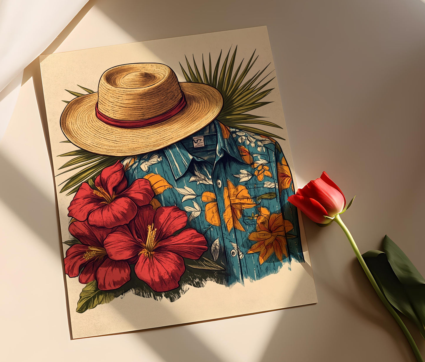 Affiche Jíbaro Portoricain – Illustration de Chapeau et Chemise Guayabera