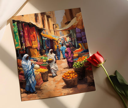 Affiche Marché Soudanais – Poster Scène de Marché Africain Vibrant