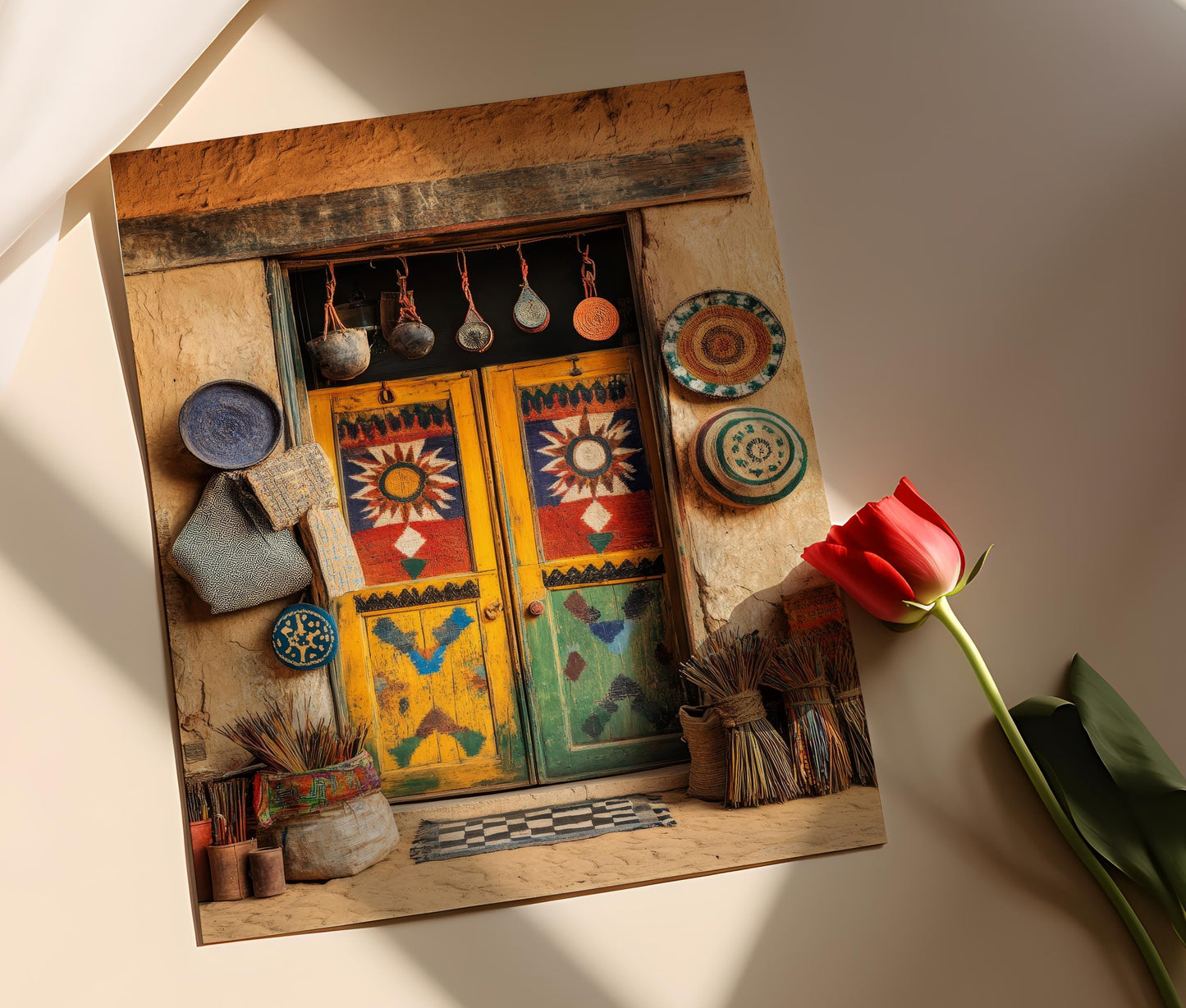 Affiche Artisanale Soudanaise – Poster Design Nubien Traditionnel