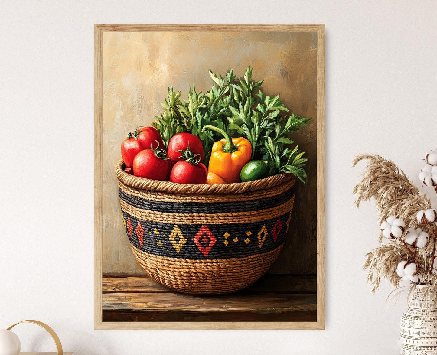 Affiche Panier Tissé Sénégalais – Poster Art de Marché Africain