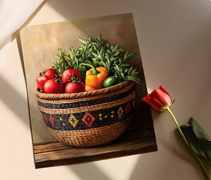 Affiche Panier Tissé Sénégalais – Poster Art de Marché Africain