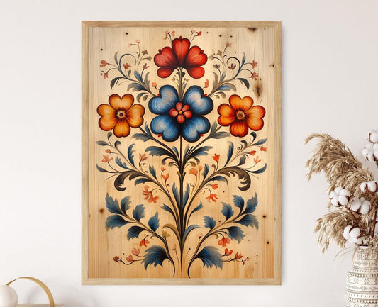 Affiche Scandinavian – Poster Art floral norvégien en rosemaling