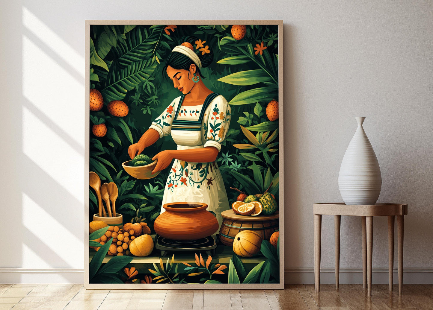 Affiche Femme Panaméenne Cuisinant Hojaldres – Art de Cuisine Culturelle