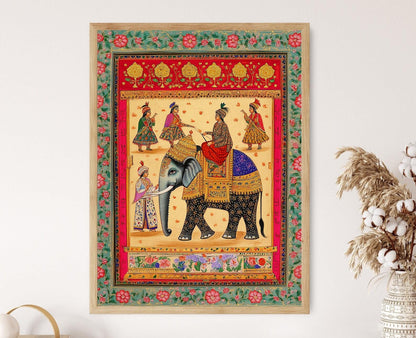Affiche Miniature de Procession Royale – Art Ancien Indien, Design Héritage