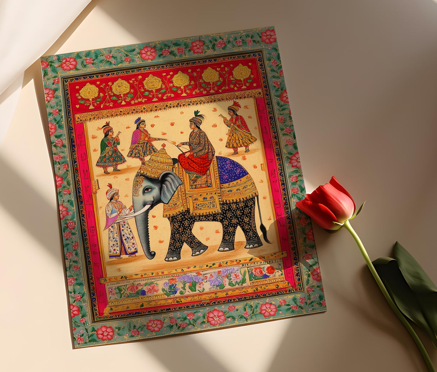 Affiche Miniature de Procession Royale – Art Ancien Indien, Design Héritage