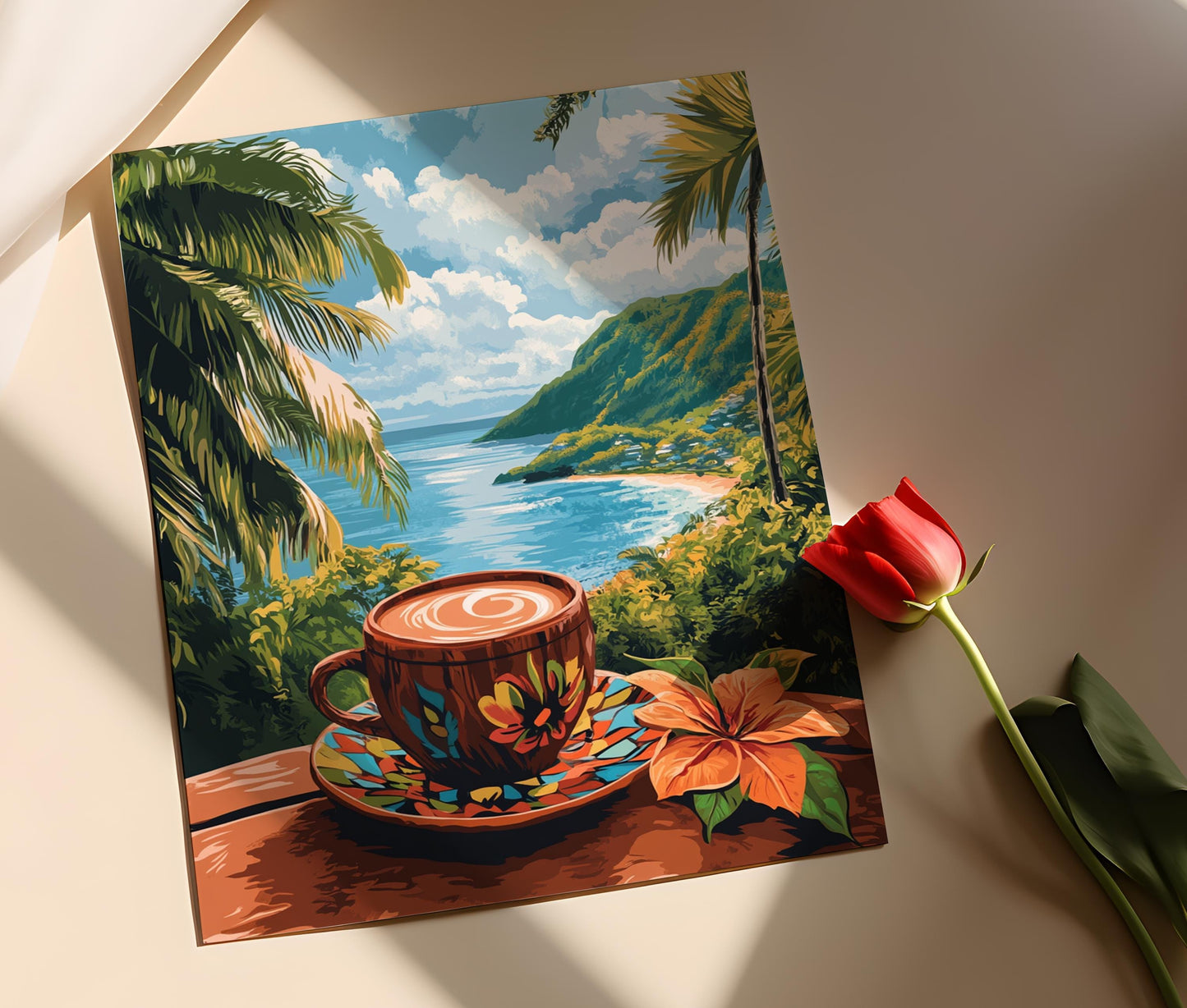 Affiche Chocolat Chaud à Roseau – Impression Art Culturelle Dominicaine