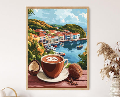 Affiche Chocolat Chaud à Saint-Georges – Impression Vue du Port Épicée