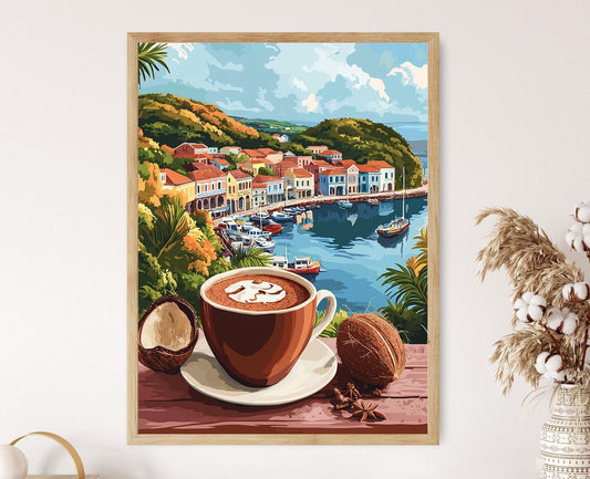 Affiche Chocolat Chaud à Saint-Georges – Impression Vue du Port Épicée