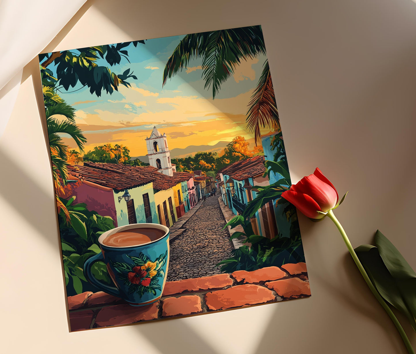 Affiche Chocolat Chaud à Trinidad – Art Cubain au Charme Colonial