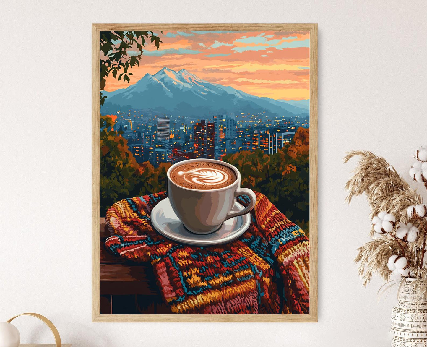Affiche Rustique Chocolat en Tasse – Poster Art des Andes Chiliennes