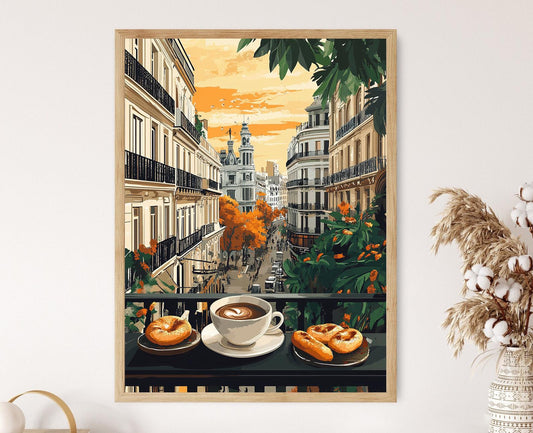 Affiche Taza de Chocolat et Medialunas – Art du charme culturel à Buenos Aires