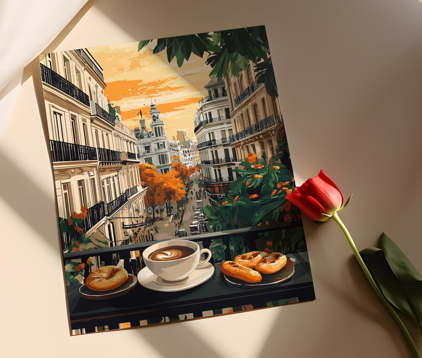 Affiche Taza de Chocolat et Medialunas – Art du charme culturel à Buenos Aires