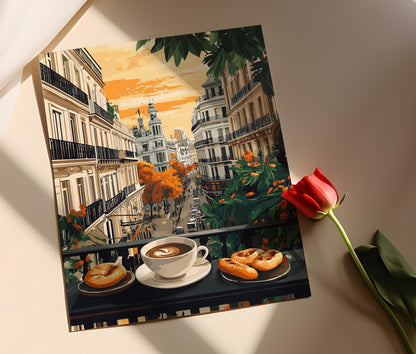 Affiche Taza de Chocolat et Medialunas – Art du charme culturel à Buenos Aires