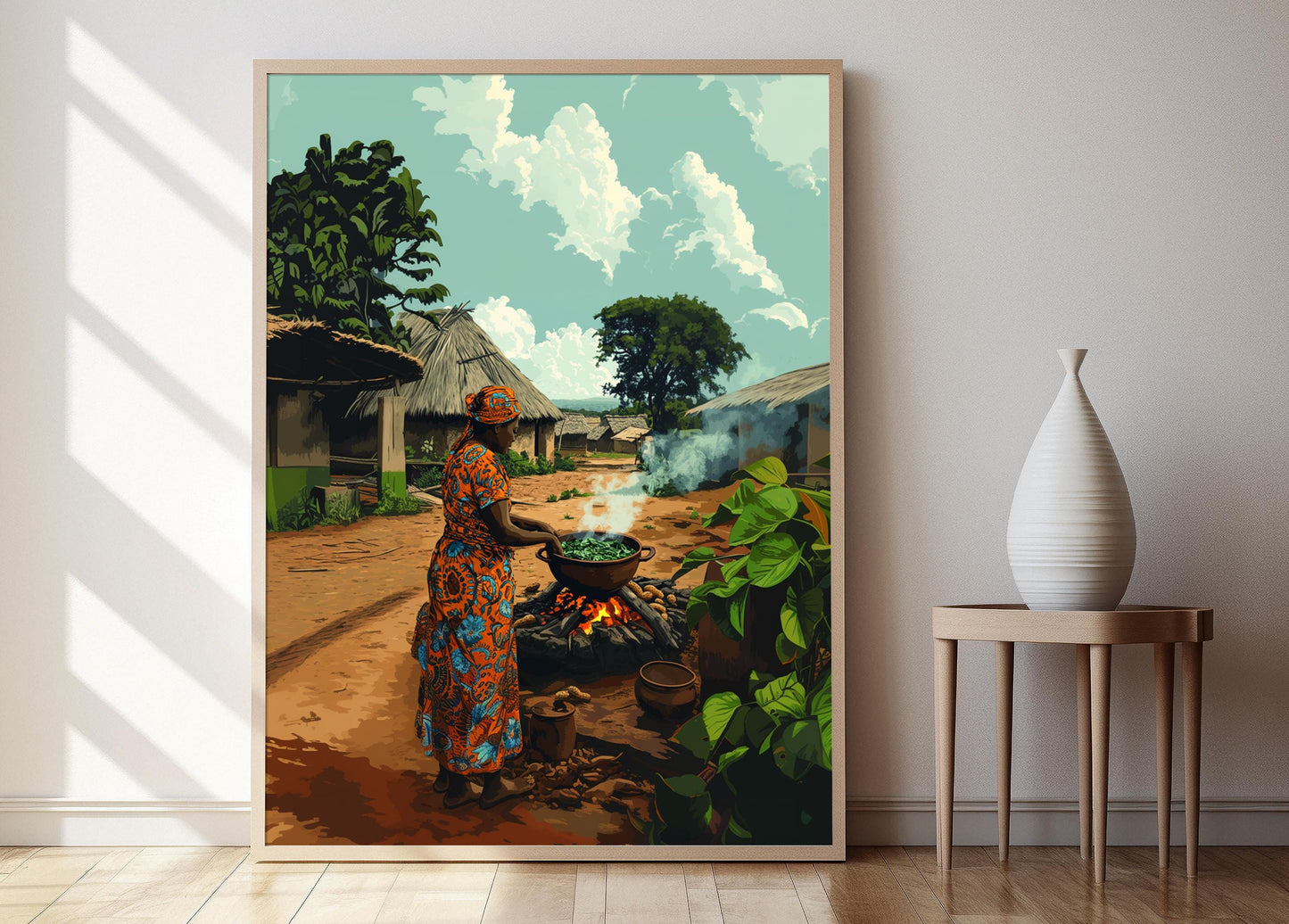 Affiche Matapa Traditionnelle – Illustration de Cuisine Mozambique et Capulana