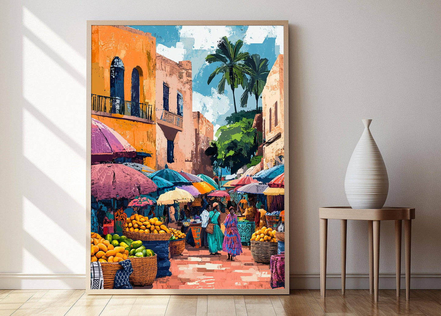 Affiche Marché de Maputo – Illustration Vibrante du Patrimoine Mozambicain