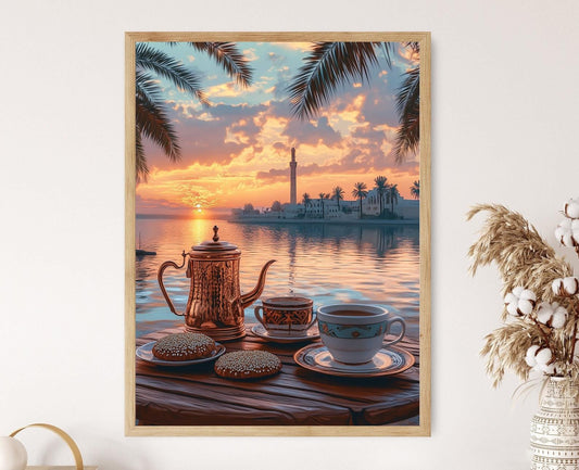 Affiche Café à Basra – Poster Charme Côtier Irakien, Vue sur Shatt al-Arab