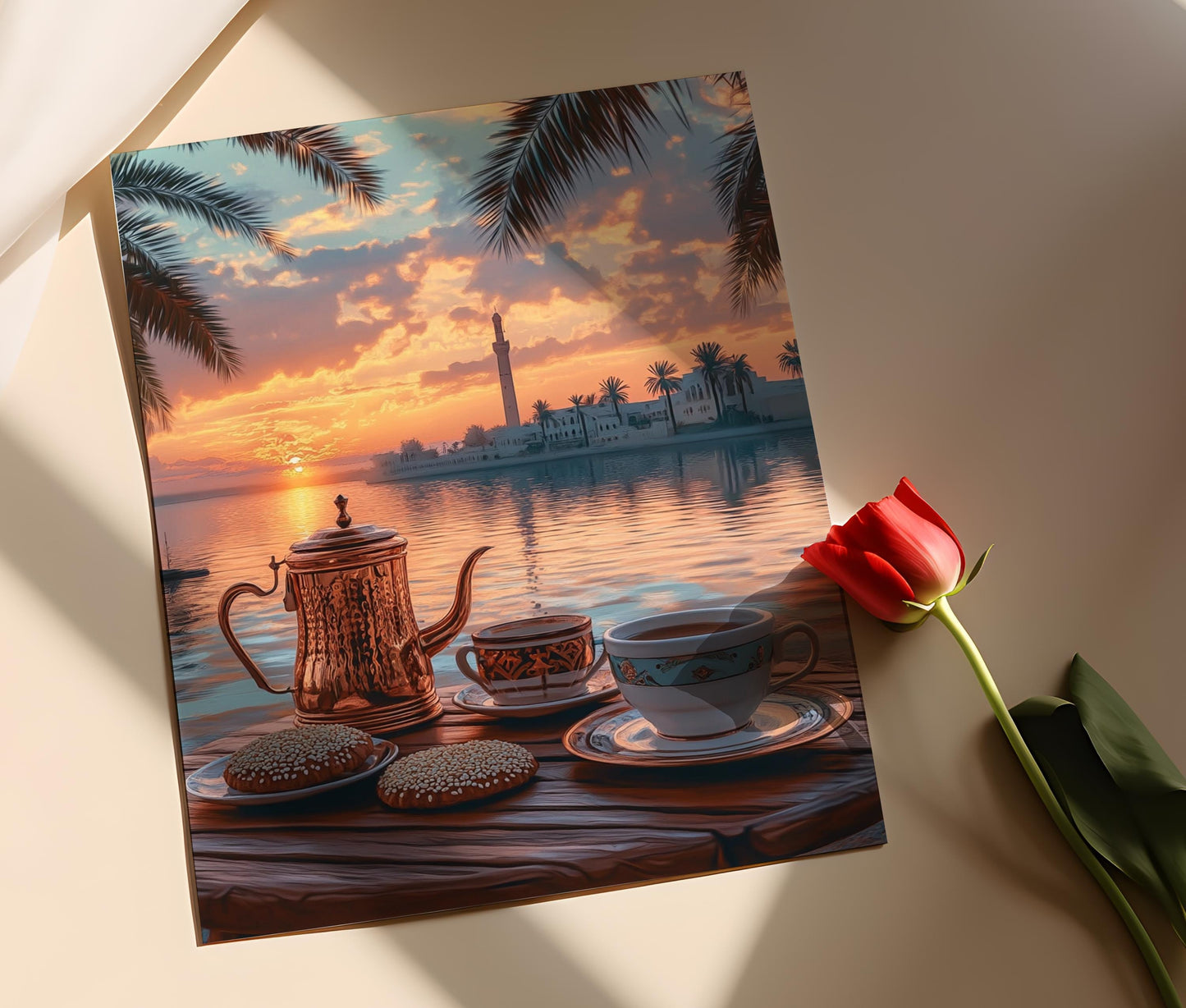 Affiche Café à Basra – Poster Charme Côtier Irakien, Vue sur Shatt al-Arab