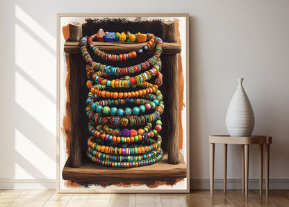 Affiche Bijoux en Perles Africains – Impression Art de Collier et Bracelet Coloré