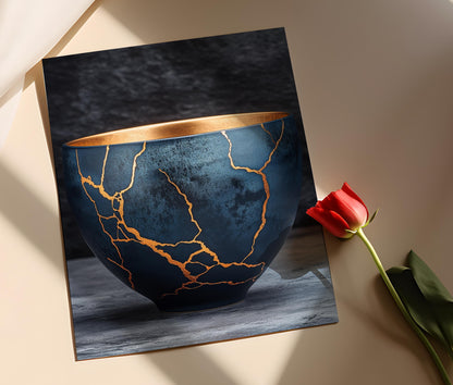 Affiche Kintsugi – Imprimé Art de Réparation en Pottery Doré