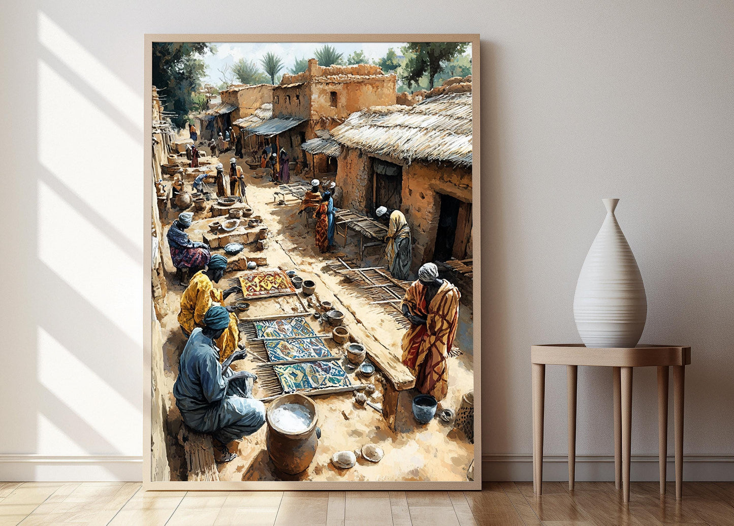 Affiche Tissage Malien – Illustration en Toile de Boue Bogolan