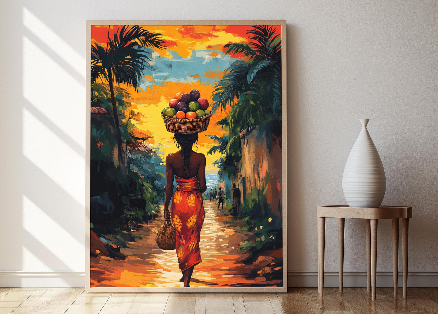 Affiche Femme Costaricienne – Illustration Fruits Tropicaux et Jungle