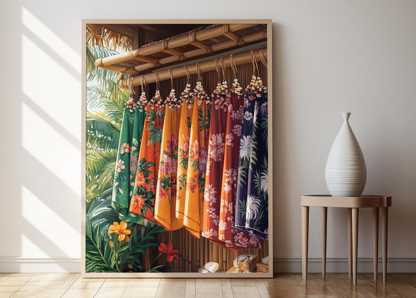 Affiche Pareo Tahitien – Impression Art des Fleurs et Coquillages