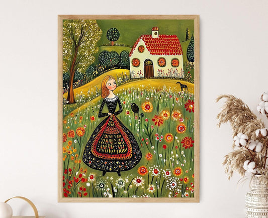 Affiche Art Naïf Albanais – Poster Folklore de la Région Ghegeria