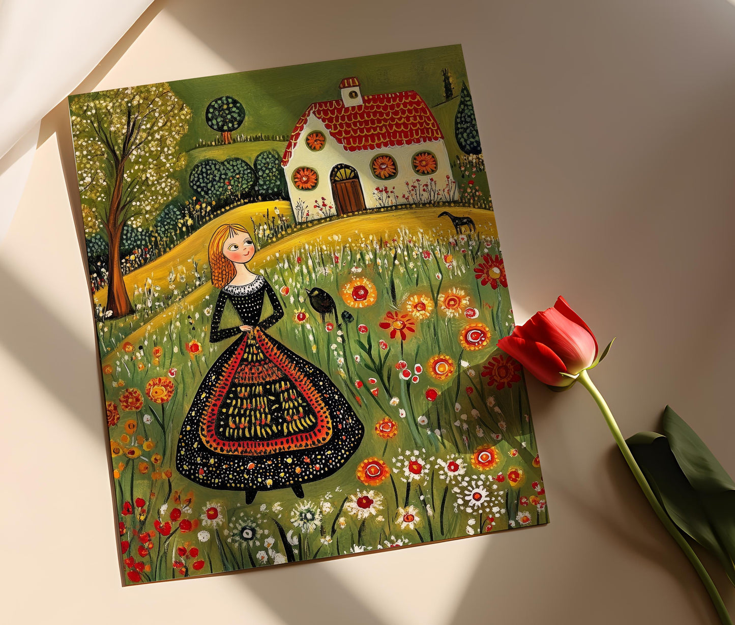 Affiche Art Naïf Albanais – Poster Folklore de la Région Ghegeria