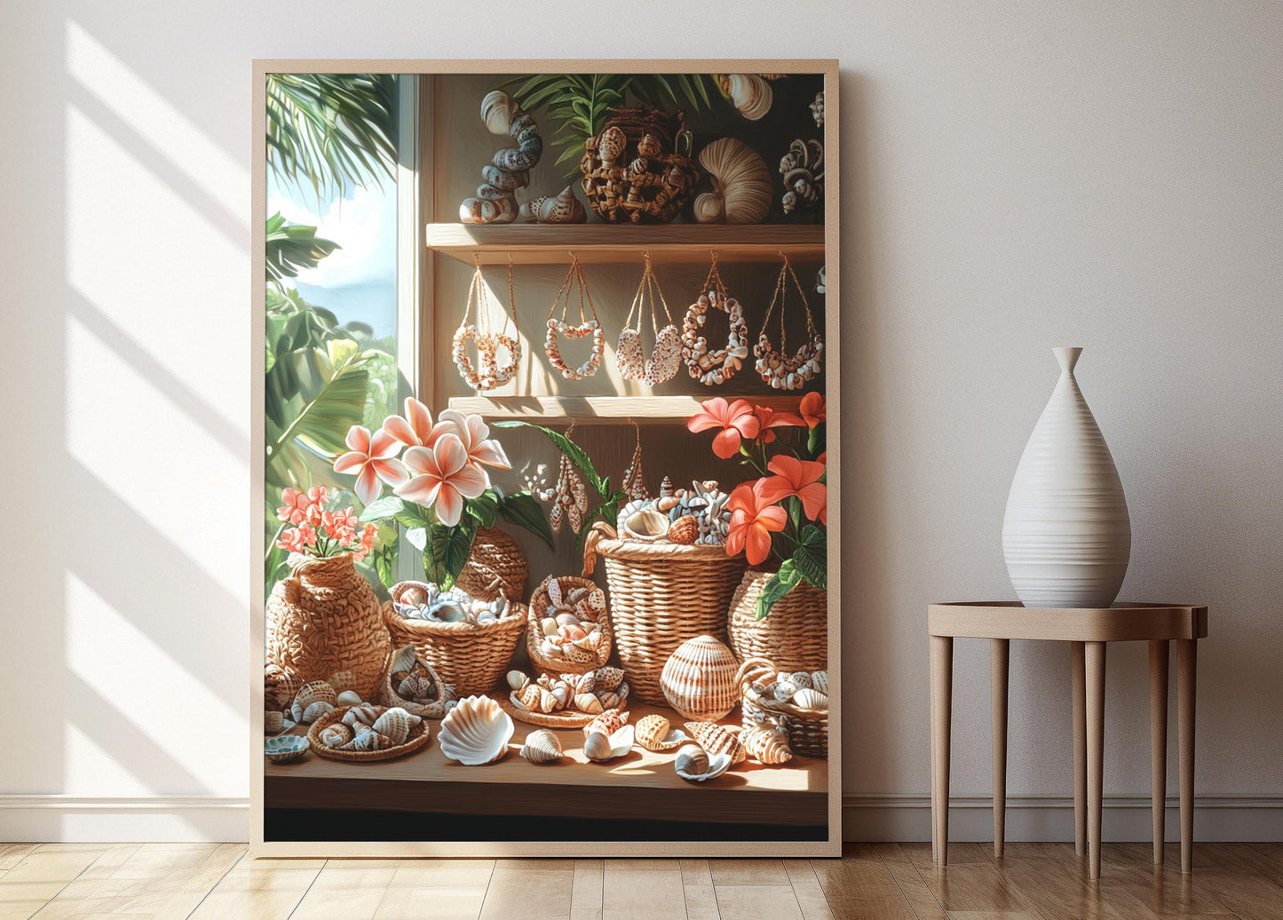 Affiche Coquillages Hawaïens – Illustration de Collier Artisanal