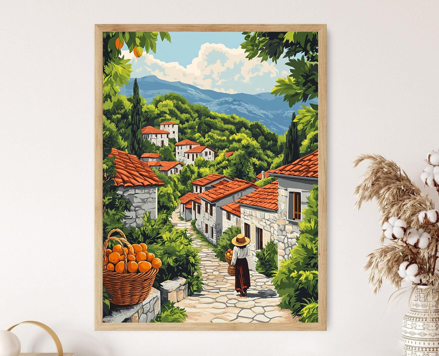 Affiche Village Macédonien – Poster Art Culturelle en Tenue Traditionnelle