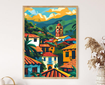 Affiche Colombie – Imprimé artistique paysage vibrant