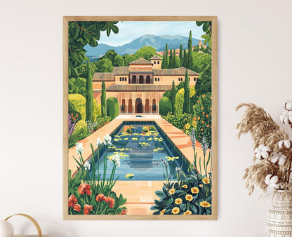 Affiche Alhambra – Poster Art Décoratif, Architecture Mauresque de Grenade