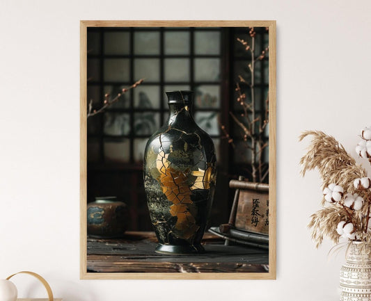 Affiche Kintsugi – Art Print Élégant avec Finition Dorée