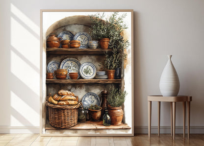 Affiche Cuisine Rustique – Illustration Méditerranéenne et Art Céramique