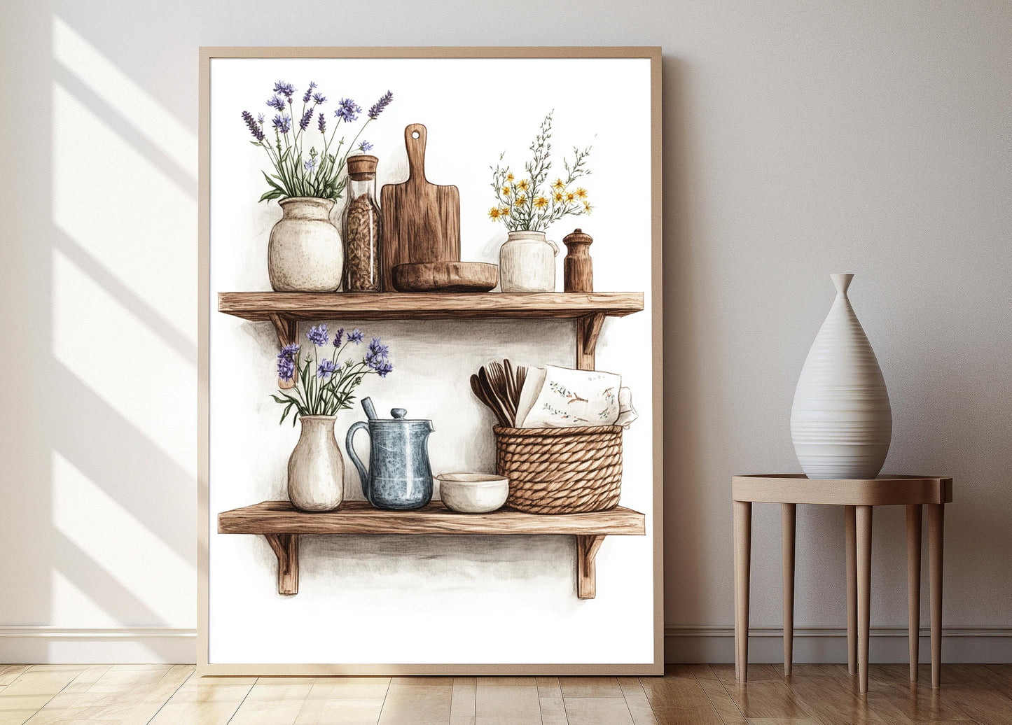 Affiche Cuisine Rustique Scandinave – Illustration avec Motifs Nordiques