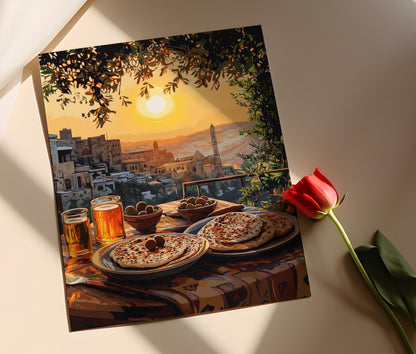 Affiche Petit-Déjeuner Kurde à Erbil – Impression Culturelle Citadelle