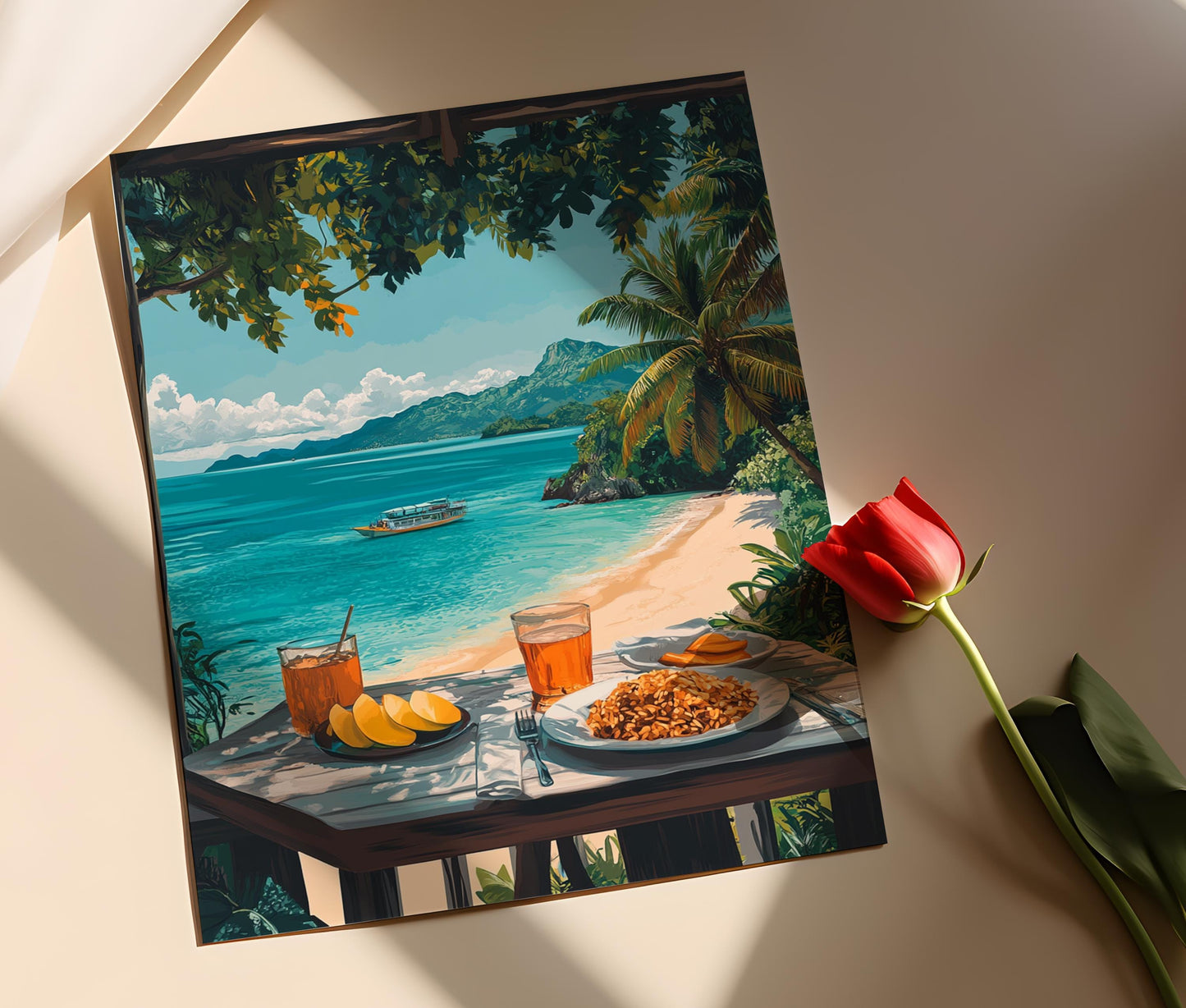 Affiche Petit-déjeuner avec Danggit – Art culturel philippin avec vue insulaire