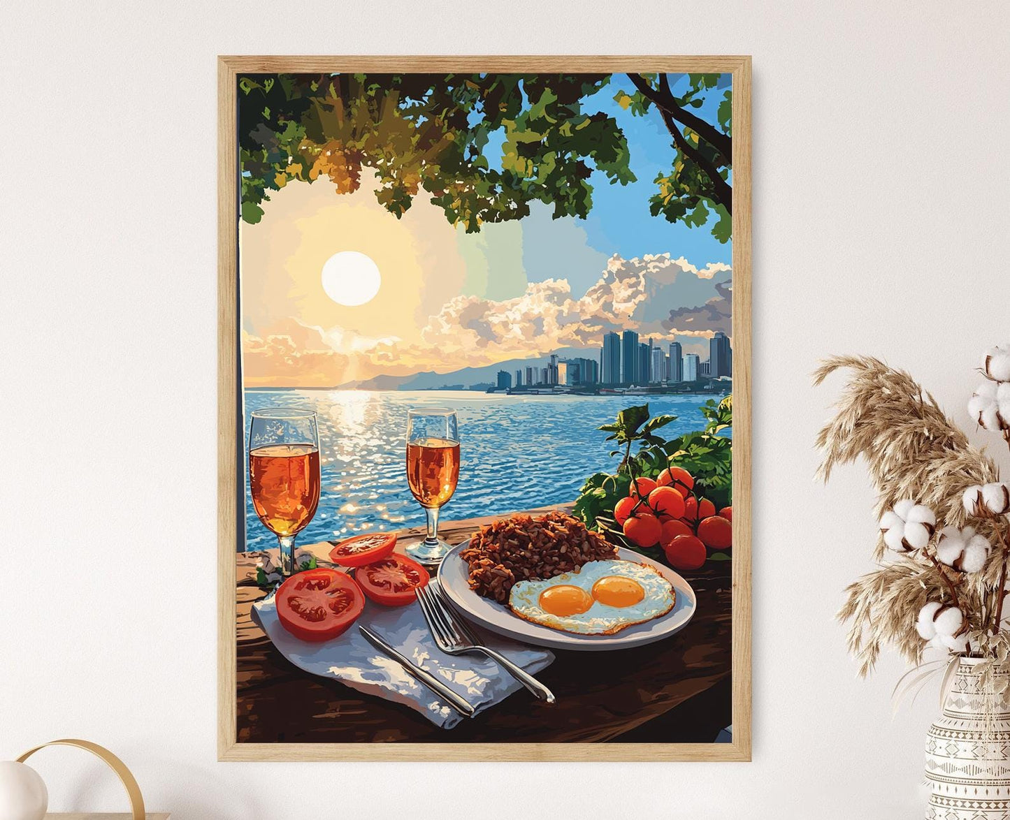 Affiche Petit-Déjeuner Philippin – Tapsilog et Scène de la Baie de Manille