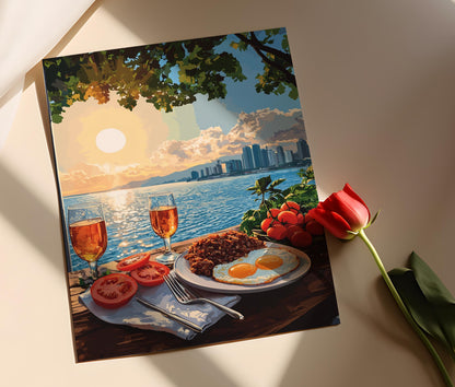 Affiche Petit-Déjeuner Philippin – Tapsilog et Scène de la Baie de Manille