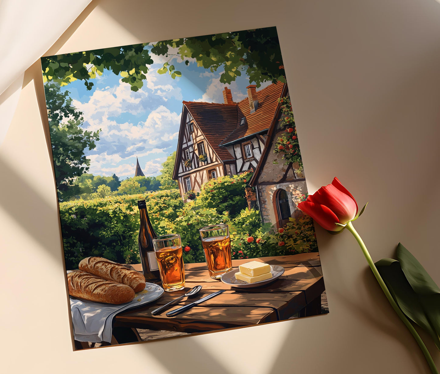 Affiche Petit-Déjeuner en Normandie – Impression Art de Pomme et Verger