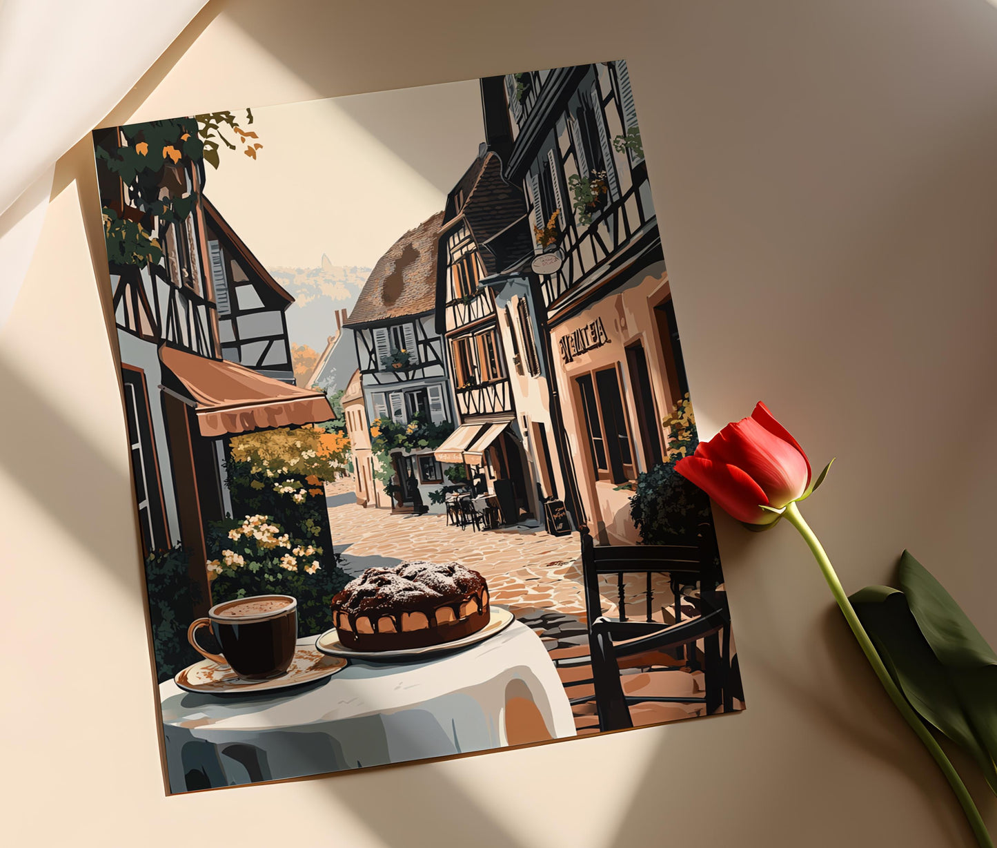 Affiche Strasbourg – Poster Petit-déjeuner avec Kouglof, Art Alsacien