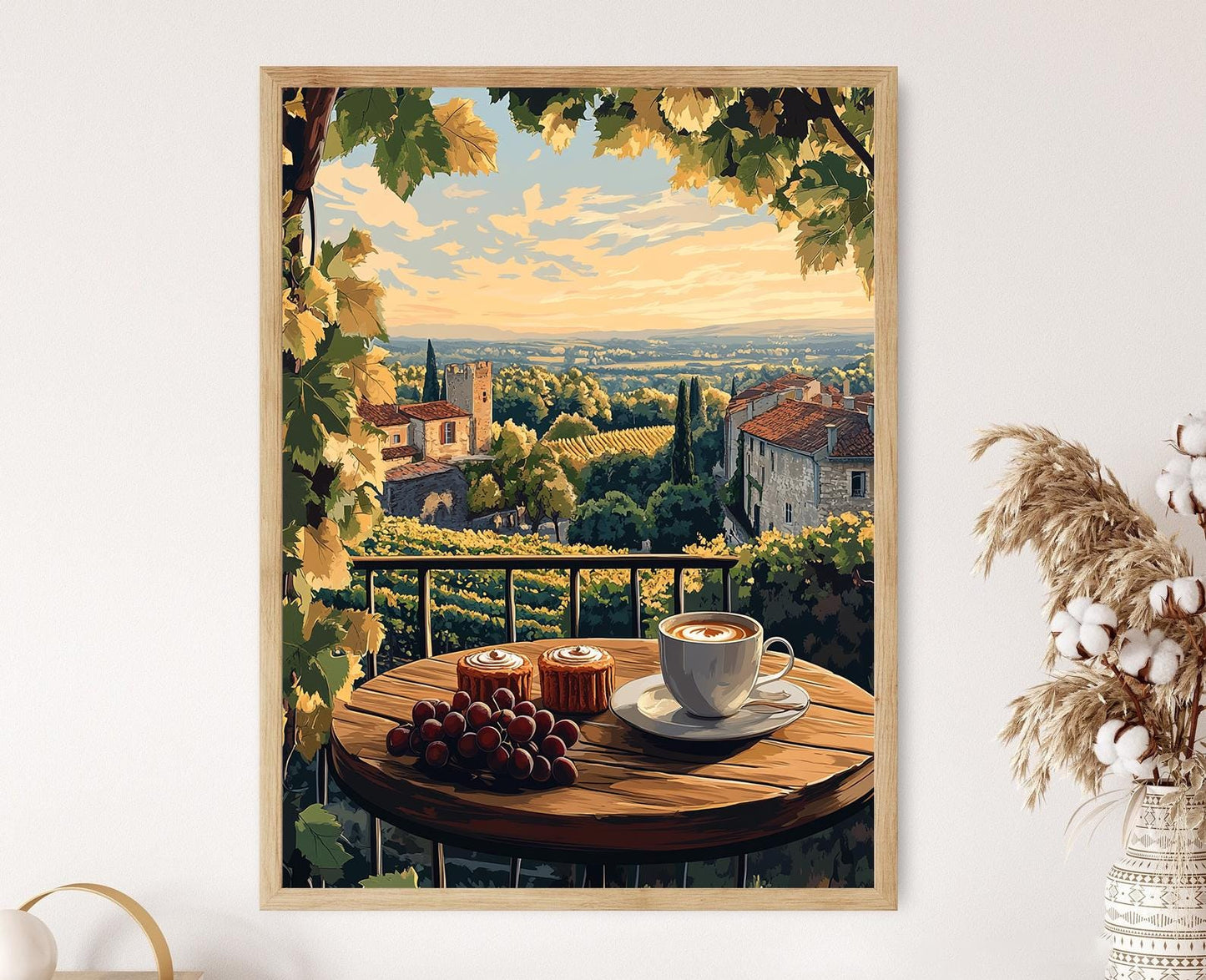Affiche Petit-Déjeuner Français à Bordeaux – Art Print Vignoble et Canelés