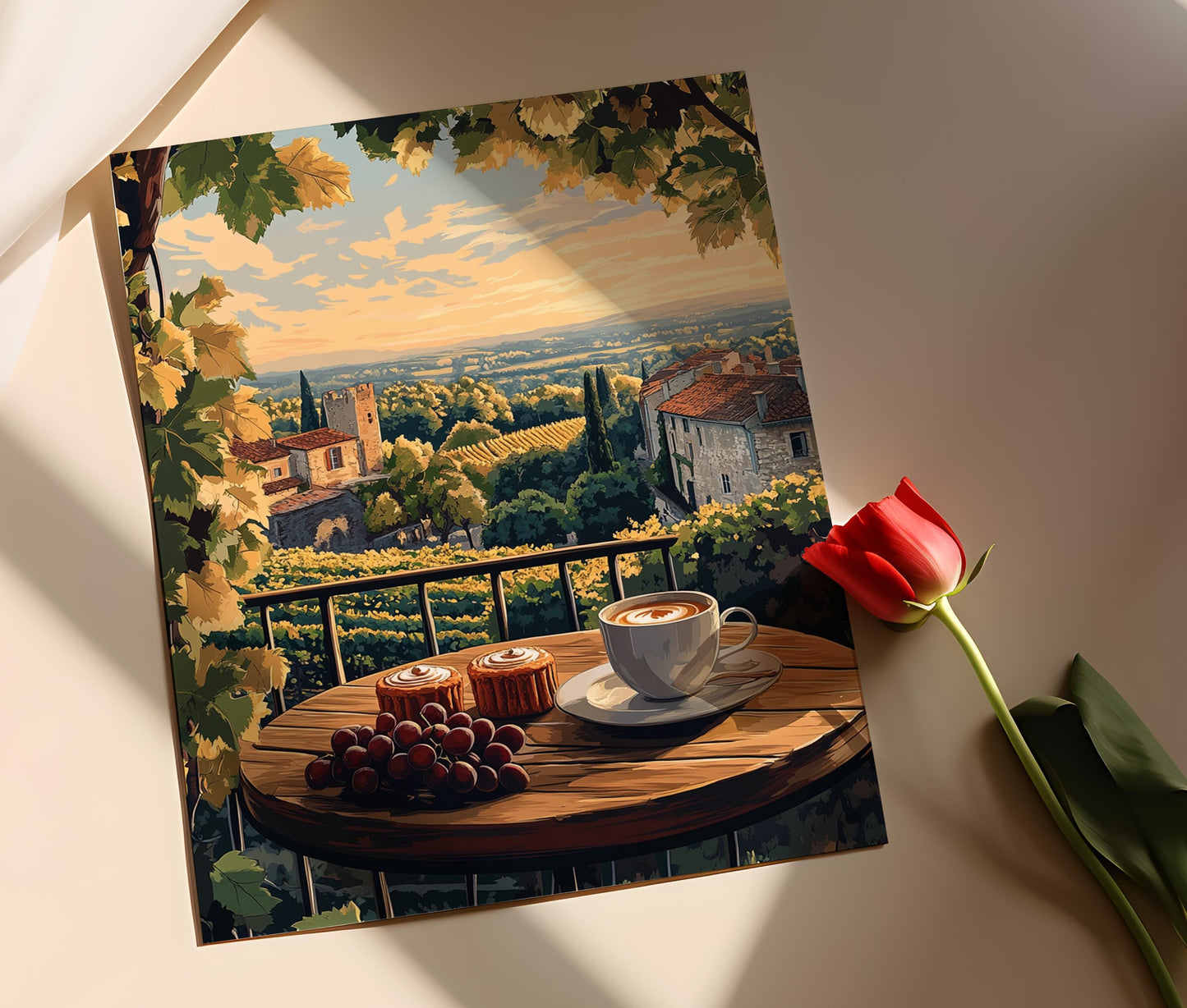 Affiche Petit-Déjeuner Français à Bordeaux – Art Print Vignoble et Canelés